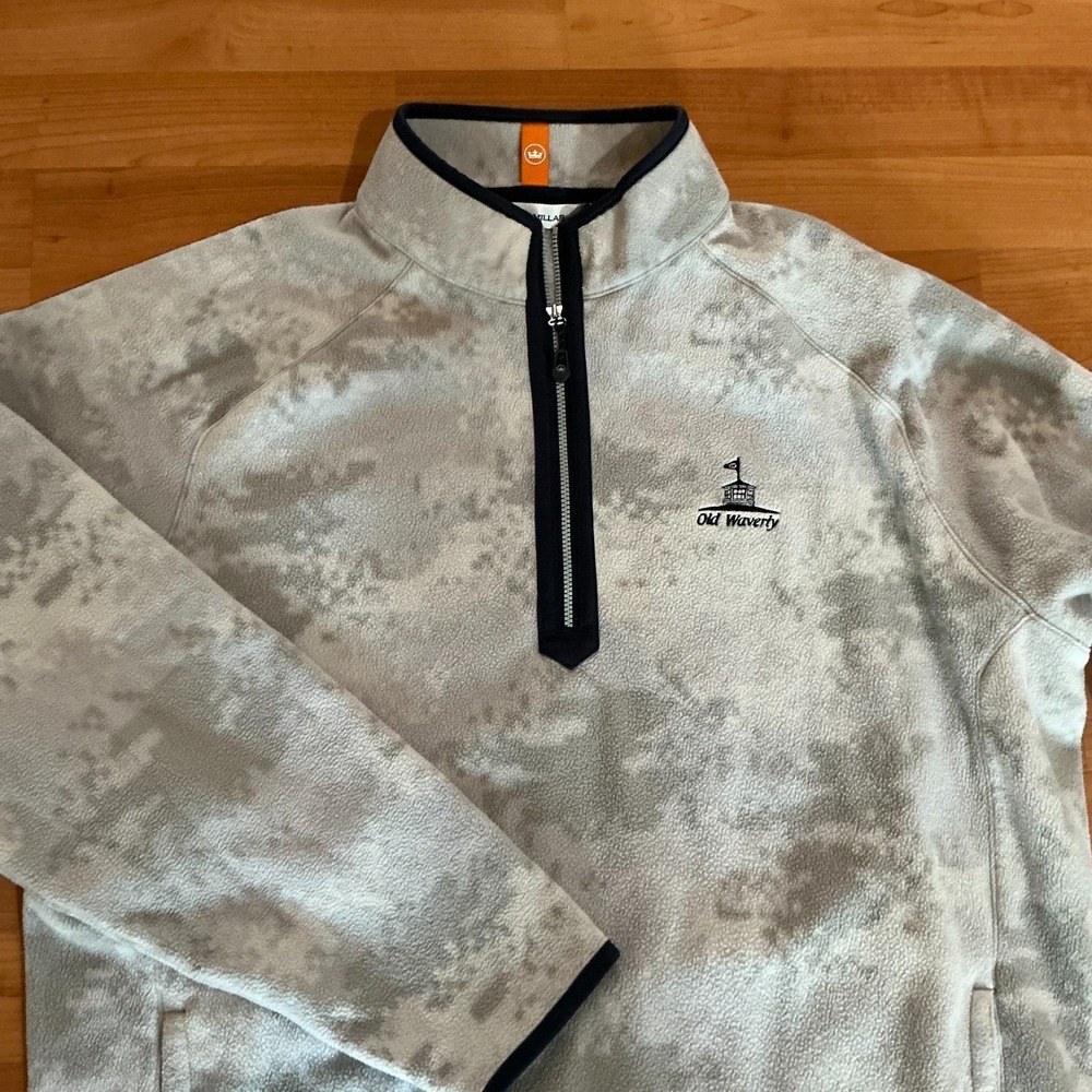 Peter Millar XL Gray Camo Fleece 1/4 Zip Pullover Jacket Old Waverly Golf Mens